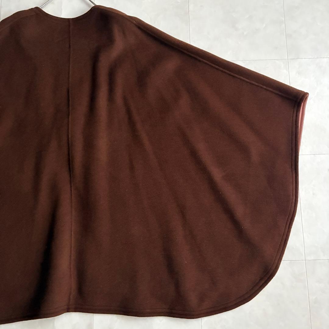 上質✨ JOSEPH ウールカシミヤケープ 茶 ピンク レザー縁取り38