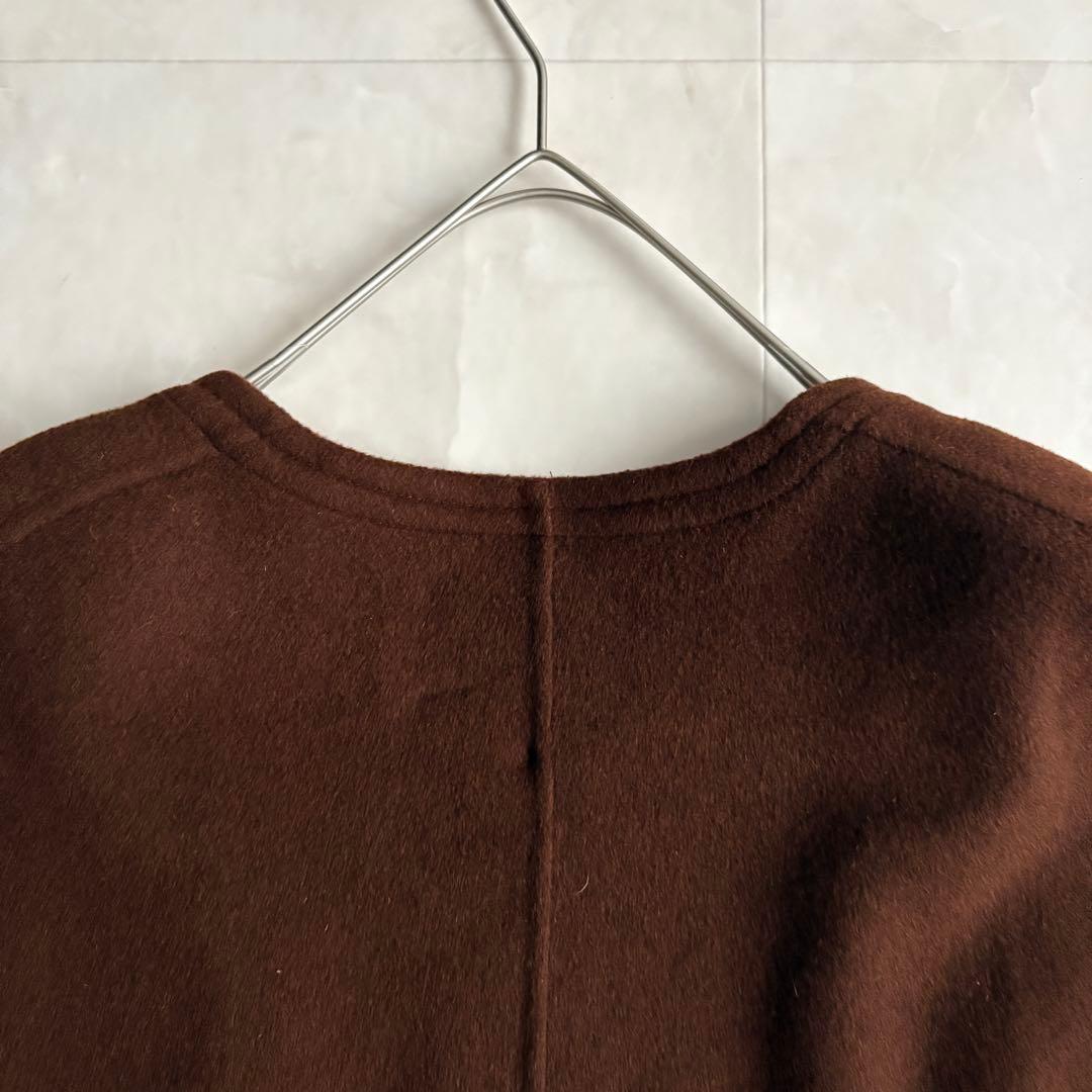 上質✨ JOSEPH ウールカシミヤケープ 茶 ピンク レザー縁取り38