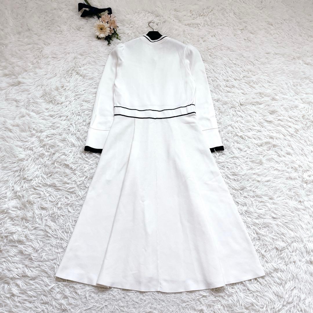 上品✨セルフォード　ボウタイワンピース　Aライン　リボン　ロング丈　白黒