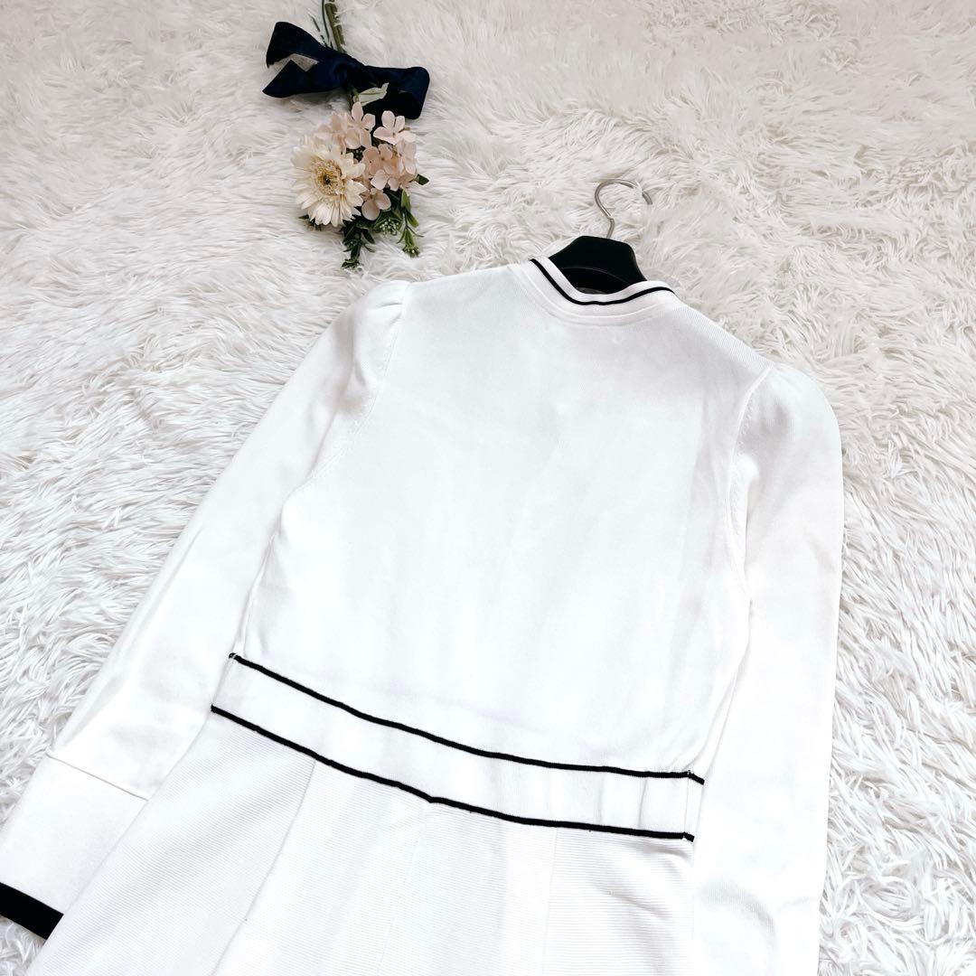 上品✨セルフォード　ボウタイワンピース　Aライン　リボン　ロング丈　白黒