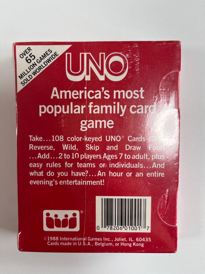 UNO 1988年 海外物。ファーストエディション。【未使用、未開封】。