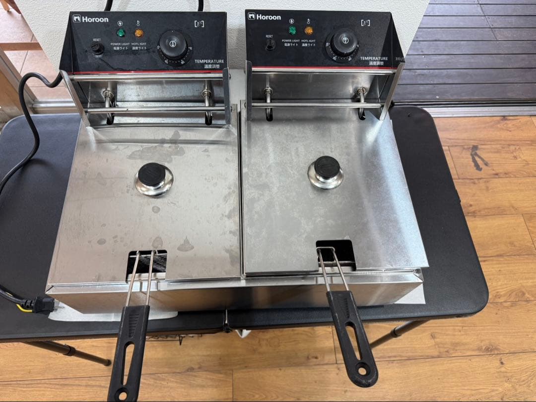 【動作確認済】業務用 電気フライヤー 2槽式 Horoon 卓上 100V