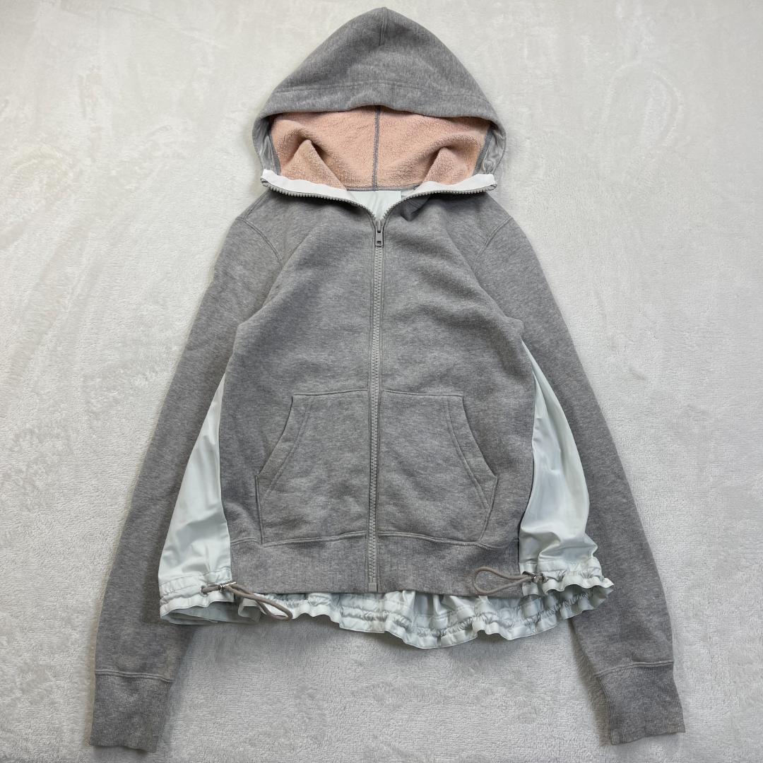 sacai 切り替えデザインジップアップパーカー　フーディー
