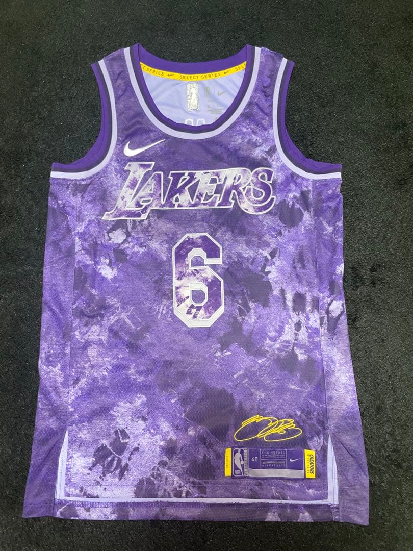 NBA LAレイカーズ レブロンジェームズ ユニフォーム 刺繍 パープル 紫