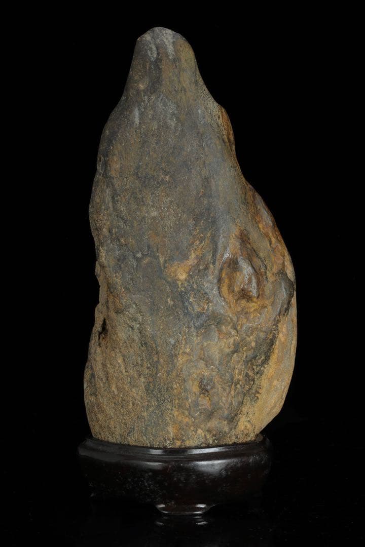 水石 自然石 立石 山景石 台座付 2.5kg 景石 盆景 盆石 飾石 観賞石