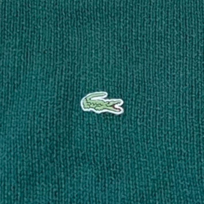 LACOSTEラコステ クルーネックニットワニロゴ刺繍グランパグリーン緑M