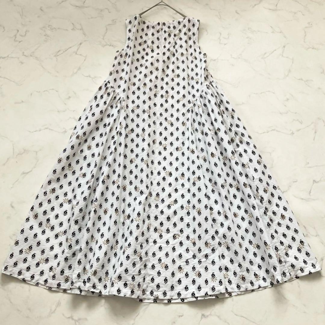マーラカランコエ ブロックプリントフレア マキシワンピース　花柄　ノースリーブ