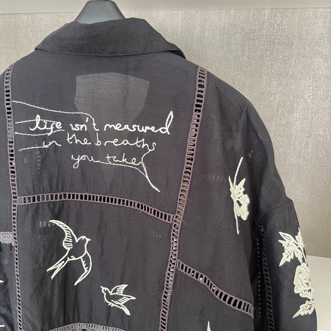 TODAYFUL エンブロイダリーパッチワークシャツ　ブラック　刺繍長袖ブラウス