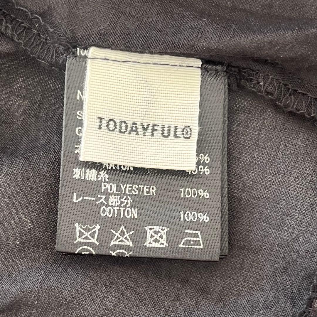 TODAYFUL エンブロイダリーパッチワークシャツ　ブラック　刺繍長袖ブラウス
