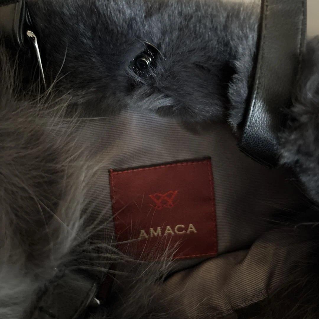 AMACA グレー リアルファー バッグ