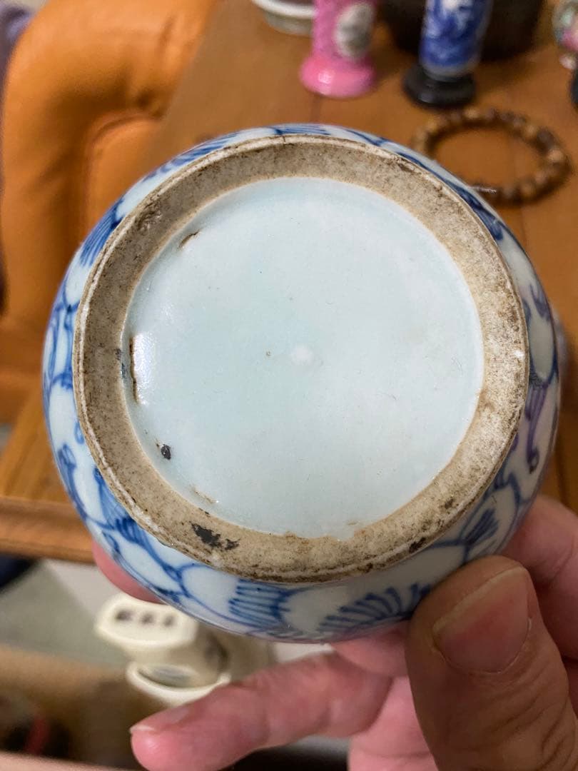 青花 香合 清朝 唐物 中国美術
