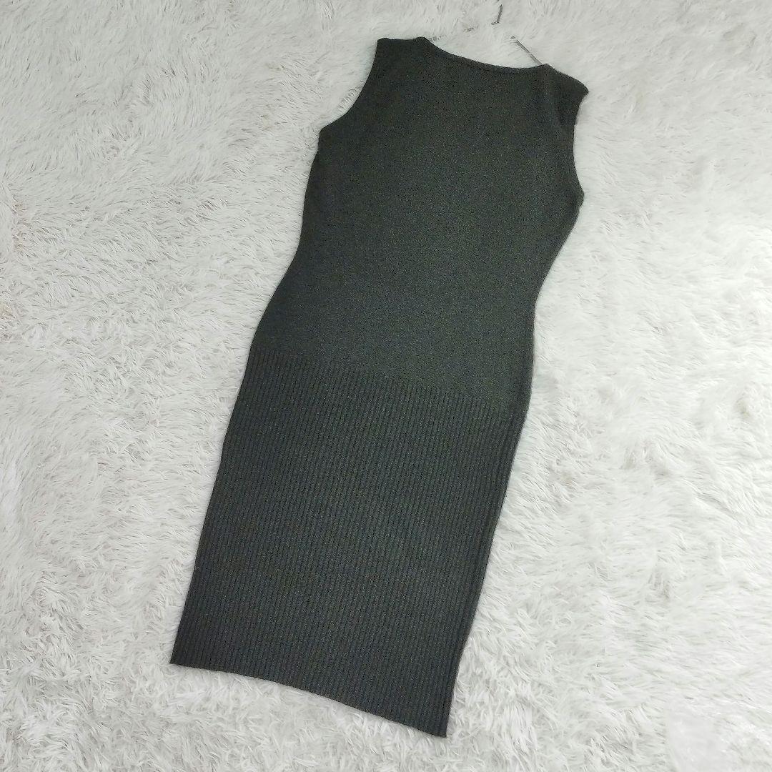 20107✨️CHANEL カシミヤ100% ノースリーブ ニットワンピース リブ