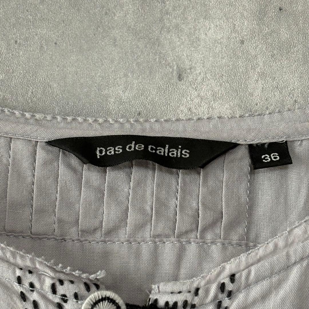 パドカレ pas de calais コットンリネン 刺繍 ギャザー ワンピース