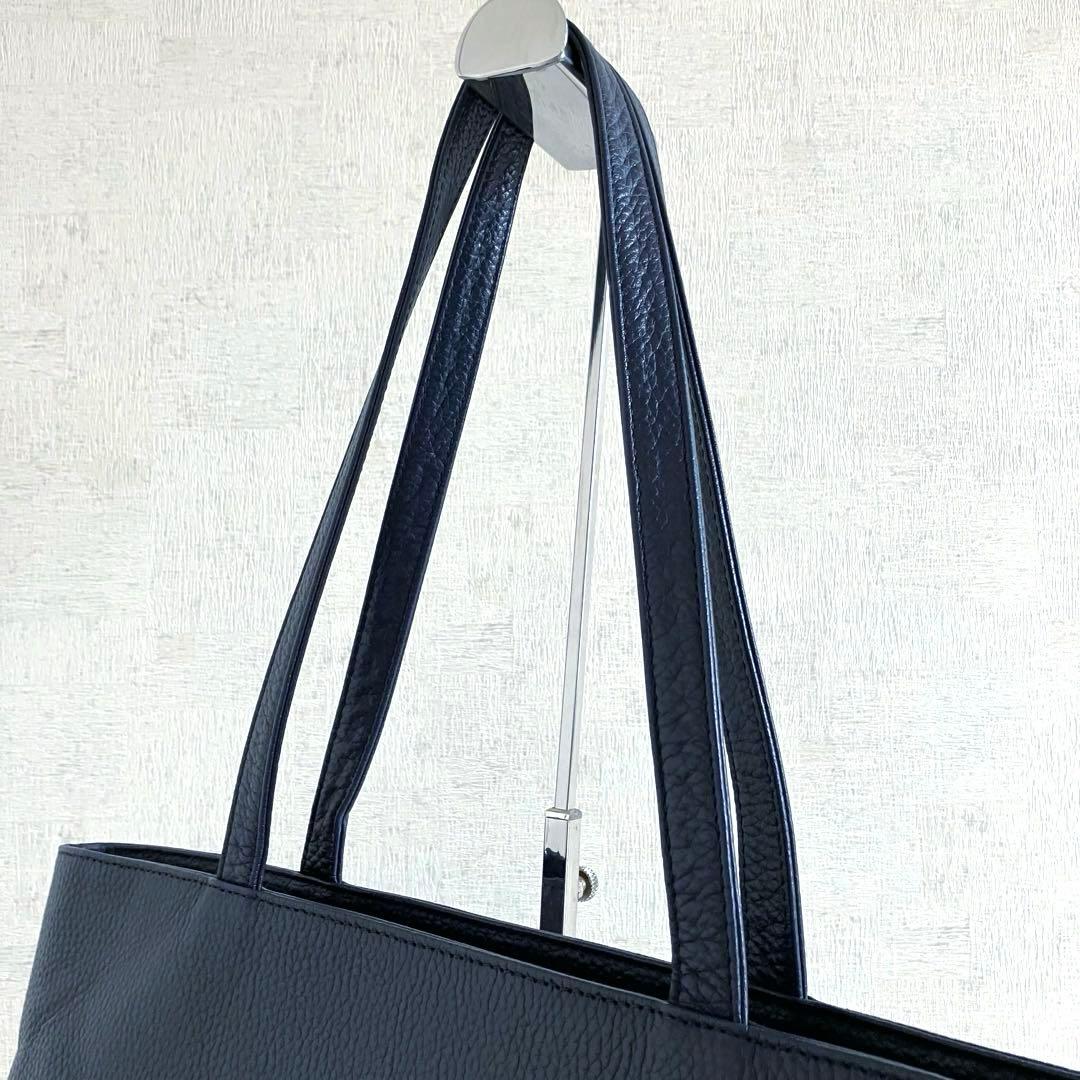 【極美品 大容量】ハッシュタグ　トートバッグ　ネイビー　本革　シボ革　日本製