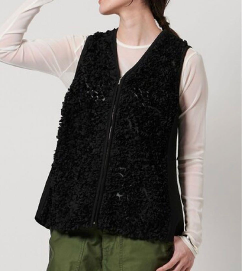 UNITEDARROWS フラワーチュールニットベスト黒ユナイテッドアローズ