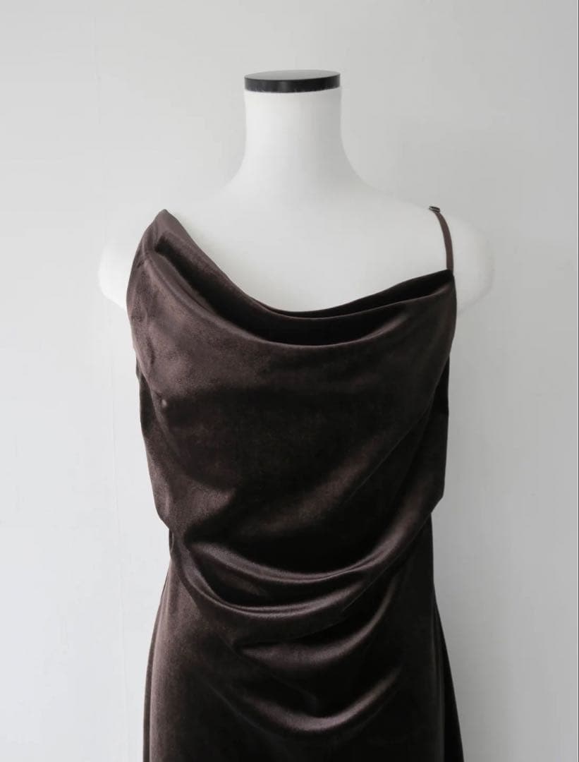 ワンピース celon velour asymmetry drape cami dress