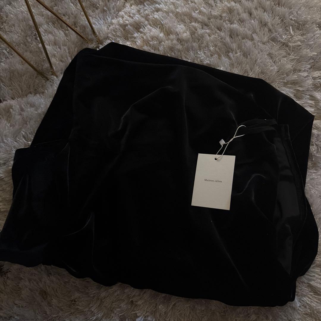 ワンピース celon velour asymmetry drape cami dress