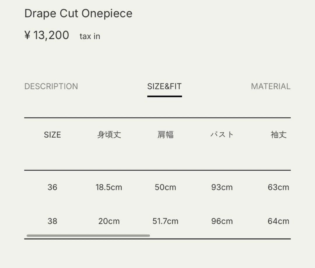 新品　24AWDrapeCut Onepiece 　38