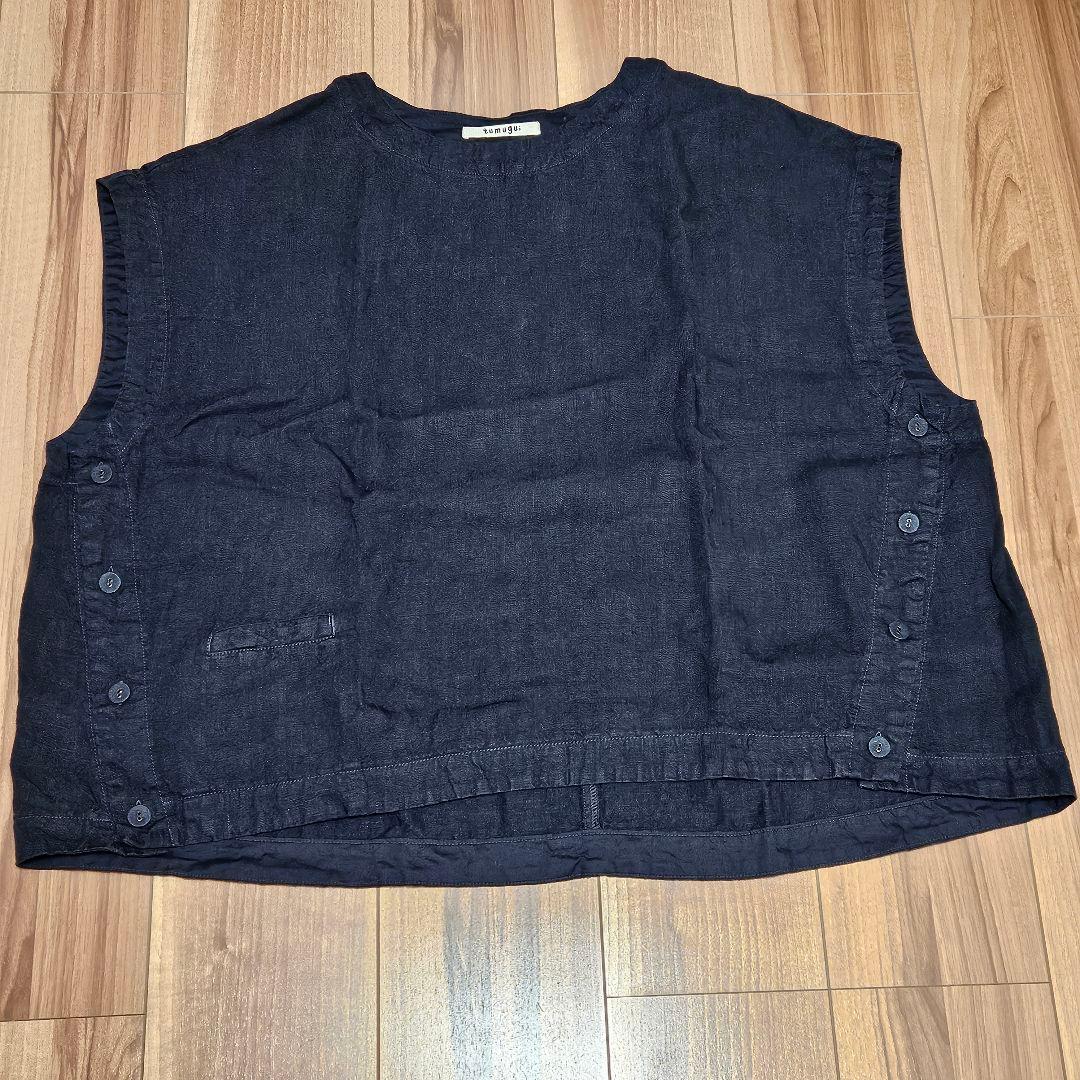 tumugu ツム グ ソリトリネンビ ッグベスト DARK NAVY