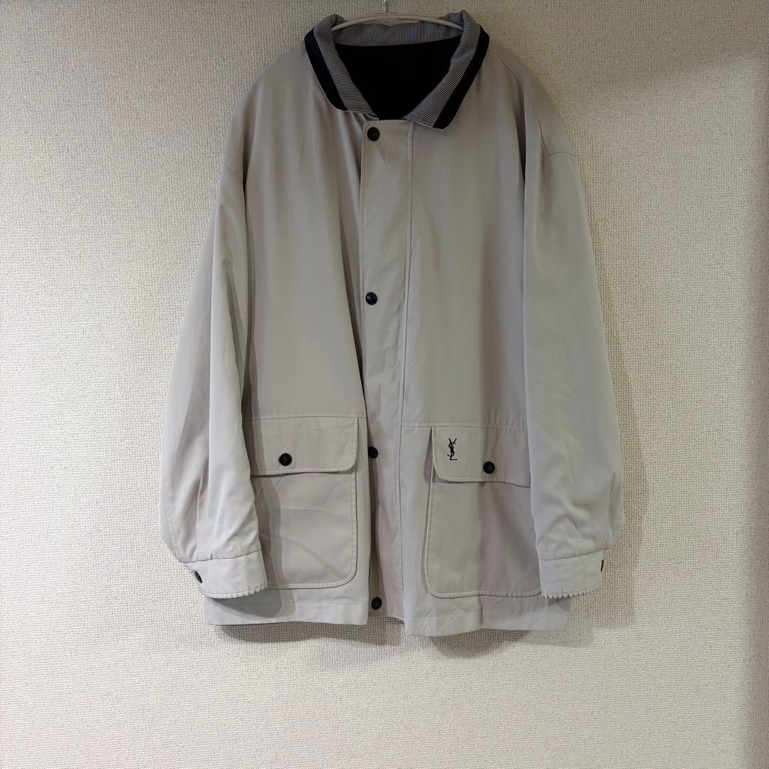 90s イブサンローランプールオム　YSLロゴ　リバーシブル　ハーフコート