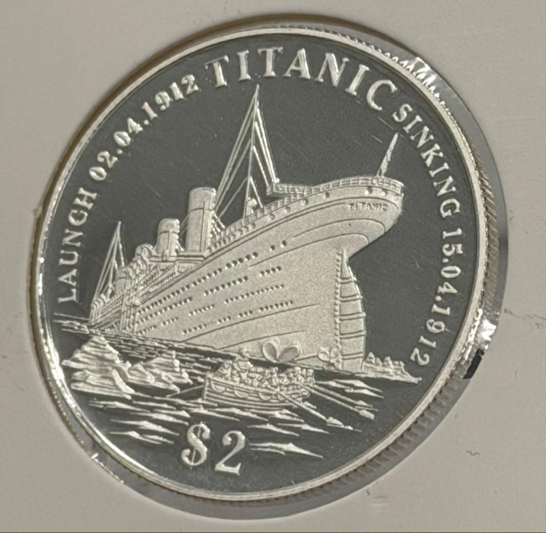 1998年キリバス共和国タイタニック沈没記念2ドルプルーフ銀貨 （未使用）