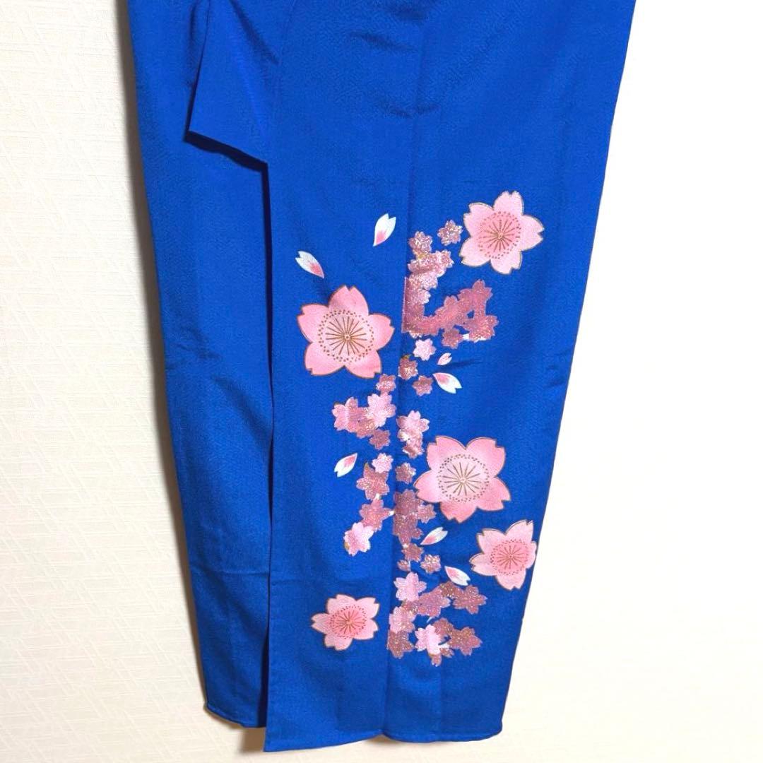 【舞台衣装】 。桜のような花模様 金彩・ラメ入り 単衣 バチ衿 身丈約158cm