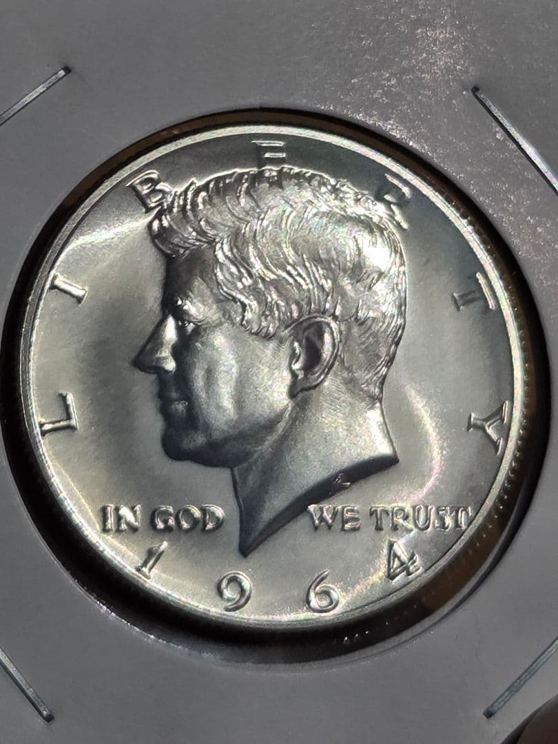 (プルーフ)アメリカ合衆国　ケネディ大統領　ハーフダラー銀貨　1964