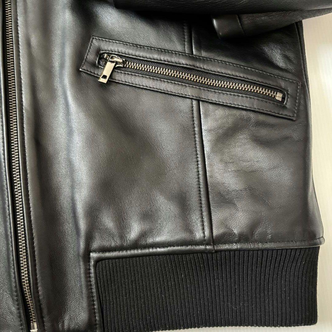 【美品】FORTIME　フード付きレザージャケット　革ジャン　ブラック　Lメンズ