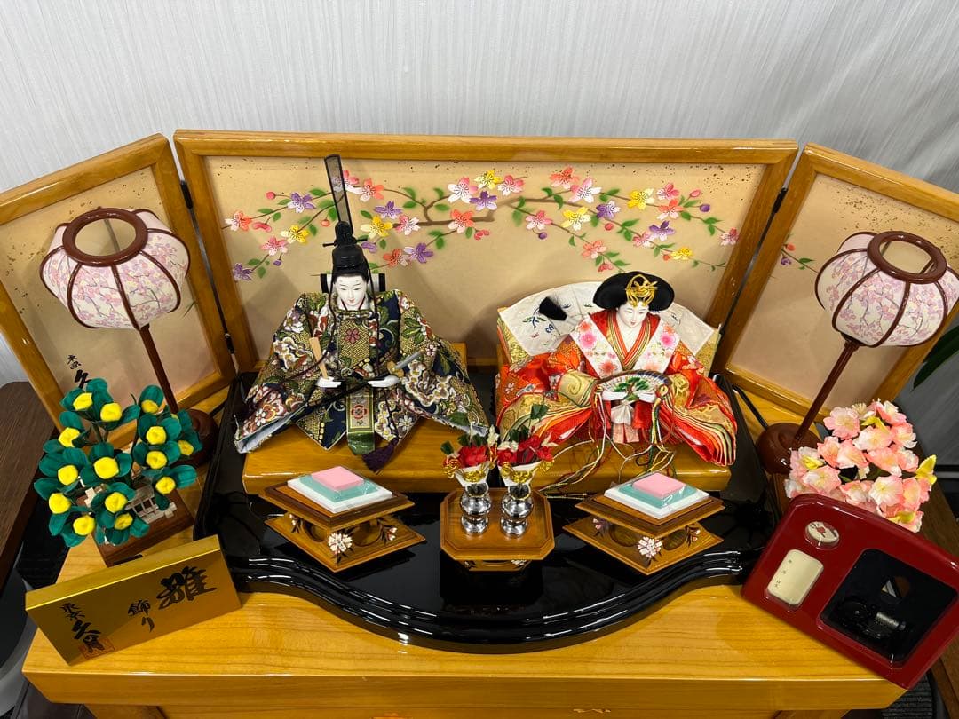 久月　雛人形　親王飾り　雅　木目桐収納　極美品
