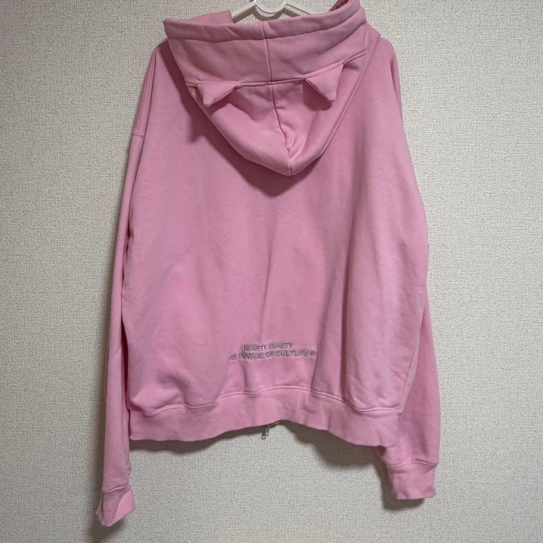 トップス 9090girl 90 Logo Cat Ear Zip Hoodie