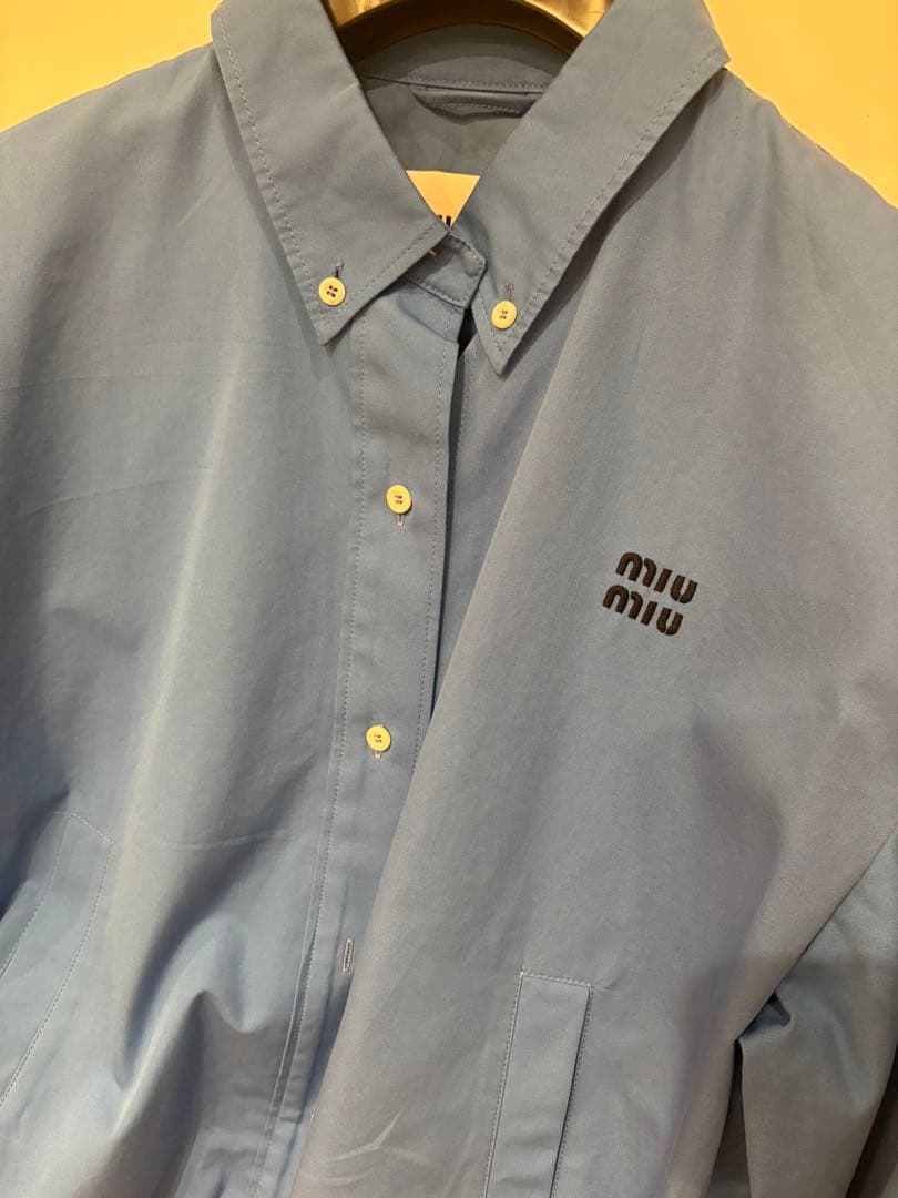 本日終了！！【美品】miu miu 青 ボタン付きシャツブルゾン（メンズサイズ）