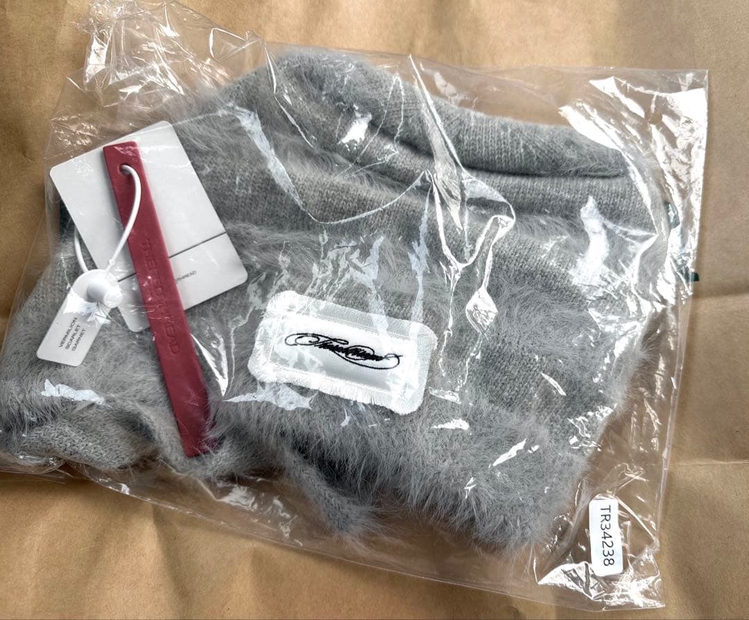 帽子 theredthread S fuzzy knit beanie gray