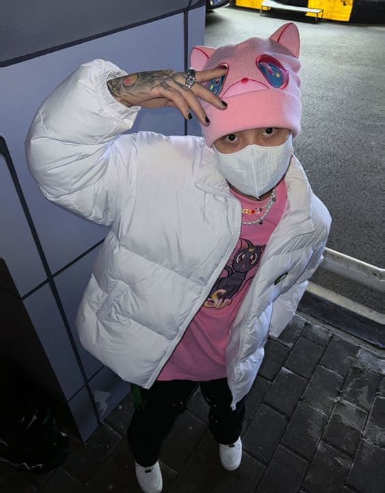 CARTOONBOX PINK dropout bearニット 帽 ビーニー
