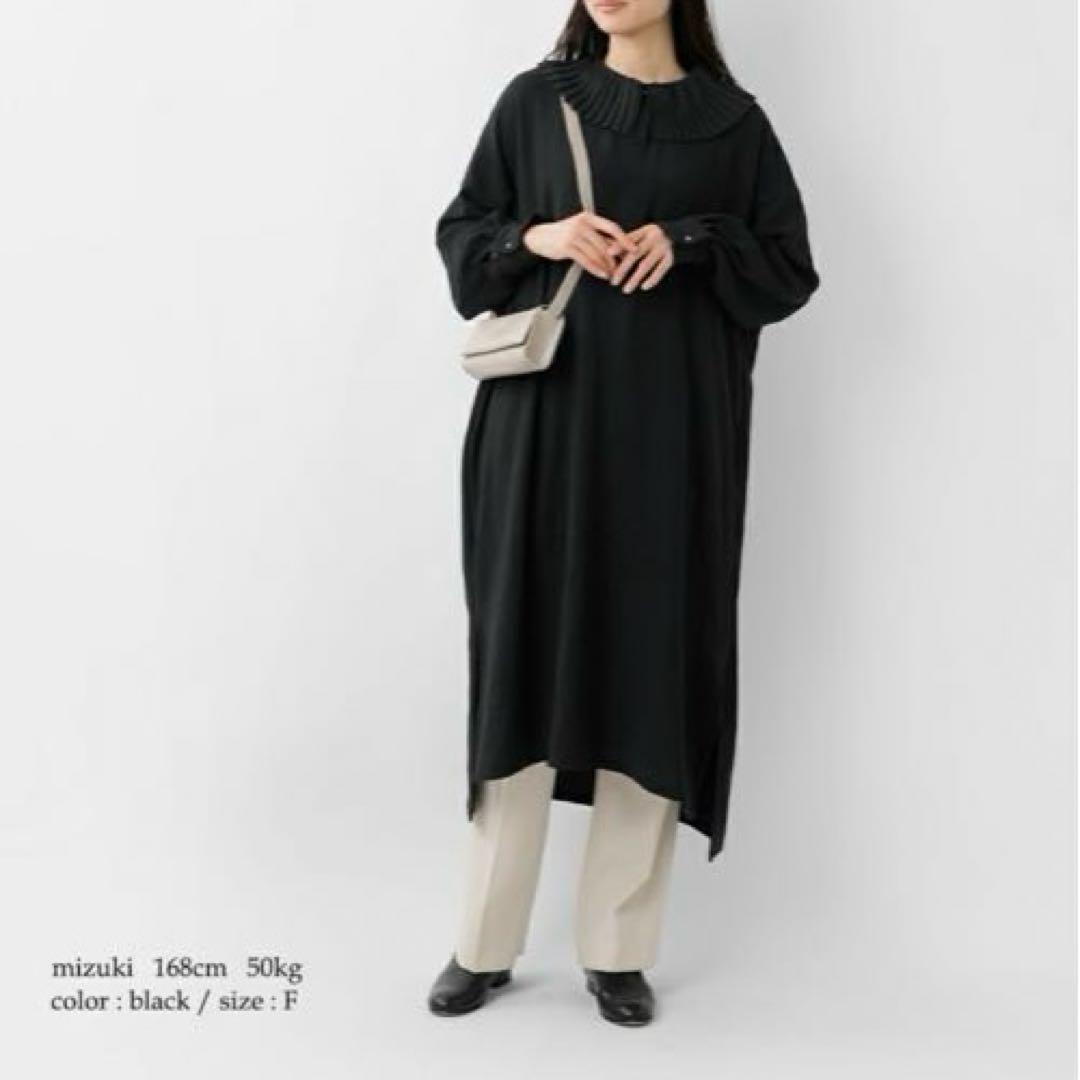 mizuiro ind ミズイロインド プリーツカラー ワンピース 黒