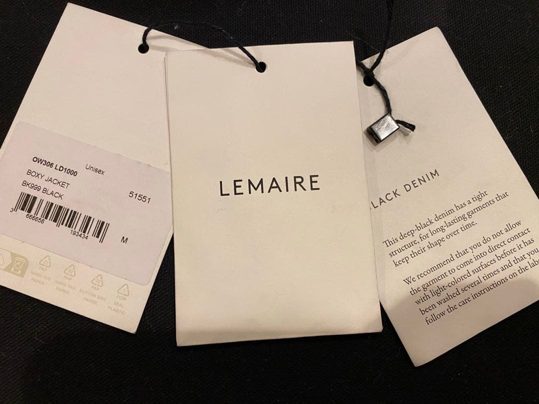 24aw LEMAIRE Boxy Jacket M 黒 ルメール ジャケット