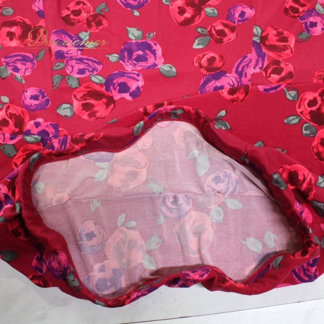 【美品 日本製 社交ダンス衣装】パープル Chacott スカート 花柄 伸縮