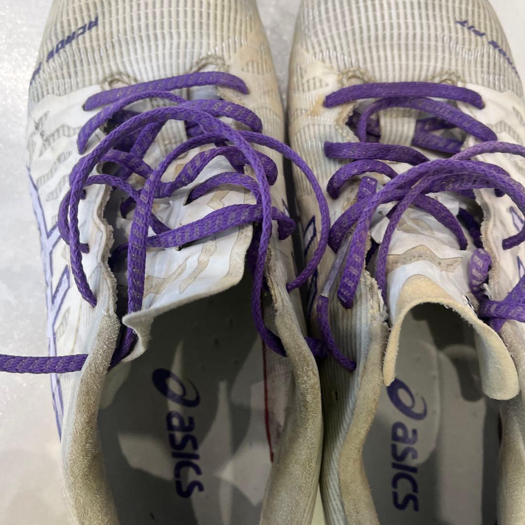 asics アシックス　サッカースパイクホワイト/パープル　サイズ24.5