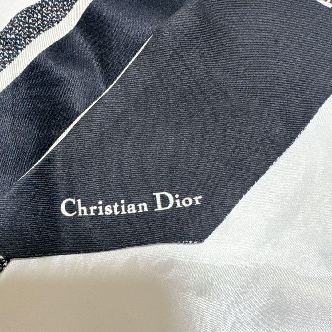 美品　dior ミッツァ　千鳥柄　スカーフ　バンダナ　シルク