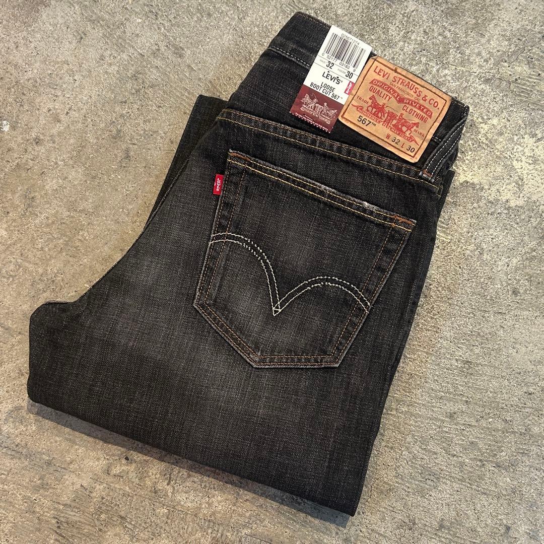 デッドストック Levi's 567 リーバイス デニム パンツ 黒 32x30