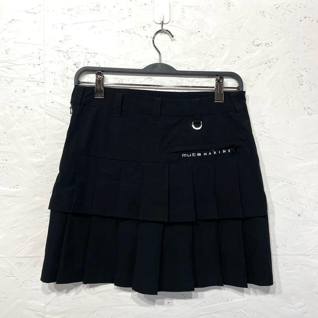 ゴルフウェア【muta MARINE】バックプリーツミニスカート　黒　3
