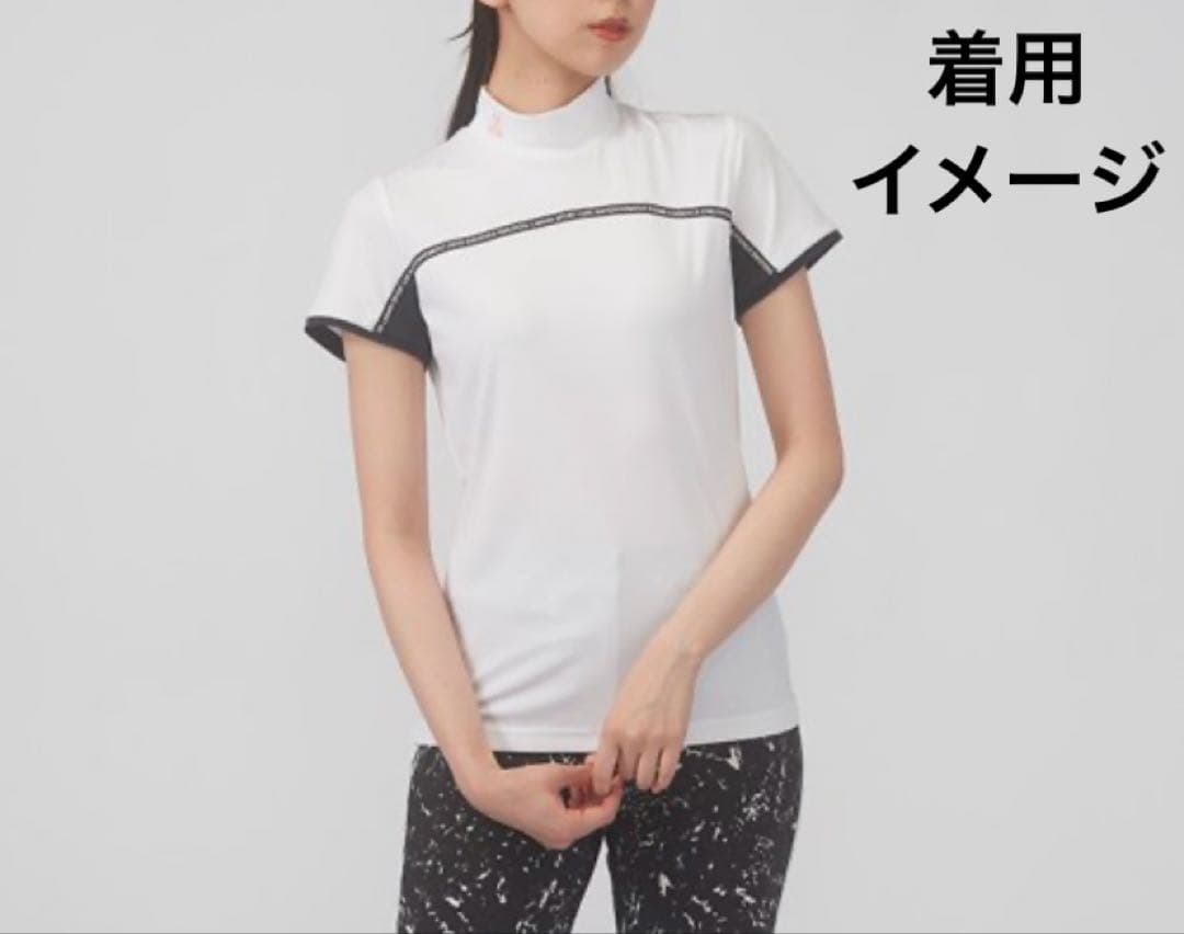ランバン　ゴルフ　モックネック　白　黒　オレンジ　春夏　レディースＬ　極美品