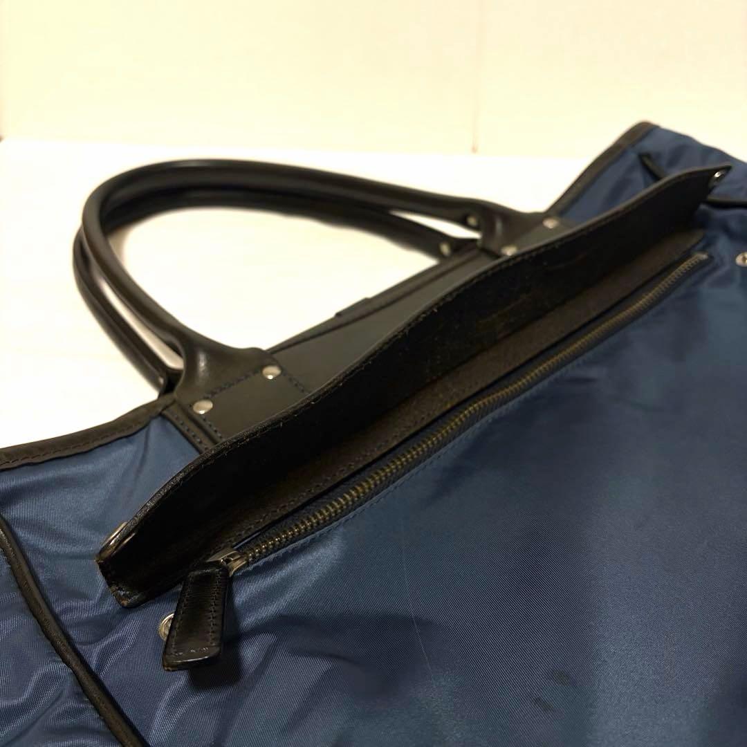 極美品✨フェリージ トートバッグ 1744 A4可 大容量 ネイビー ブラック