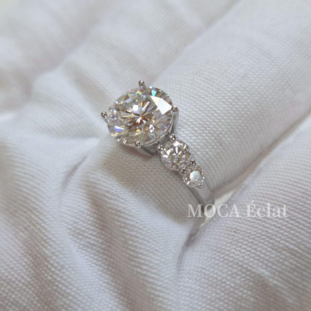モアサナイト total3.8ct リング 5ストーン 8H8Aカット S925