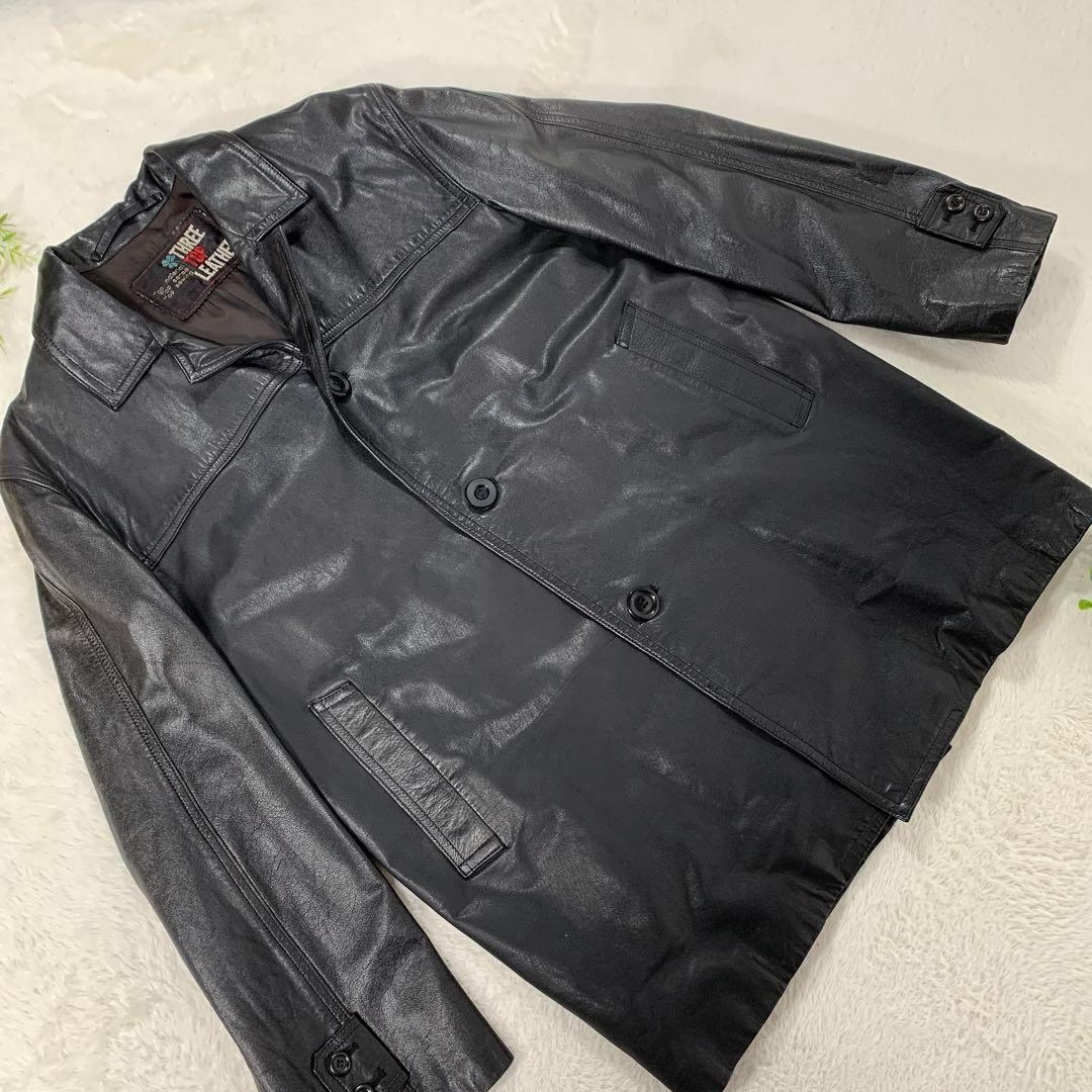 [THREE LEATHER][ヴィンテージ] [牛革]レザージャケット 高級