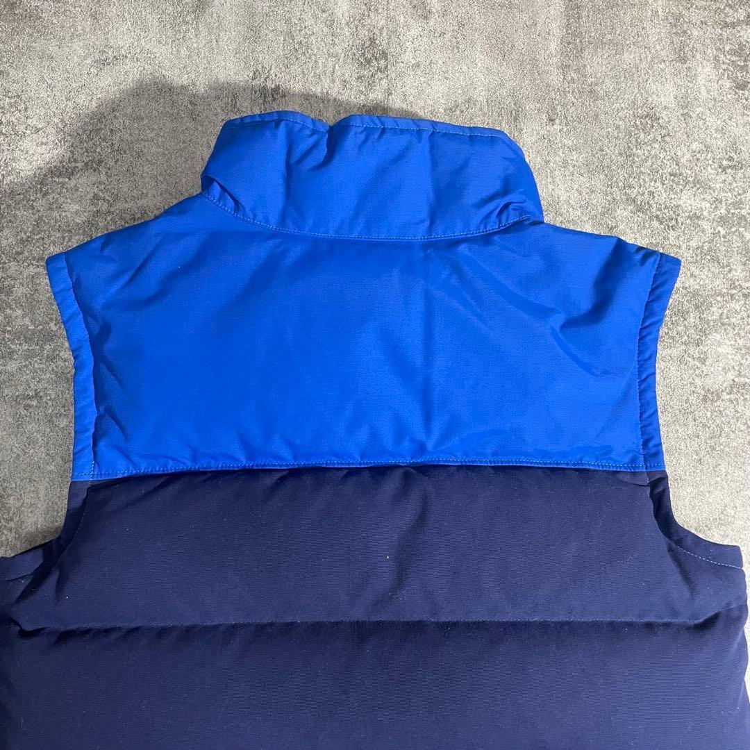 Patagoniaパタゴニア中綿ダウンベスト切替ハイネックフルジップ青×紺XS