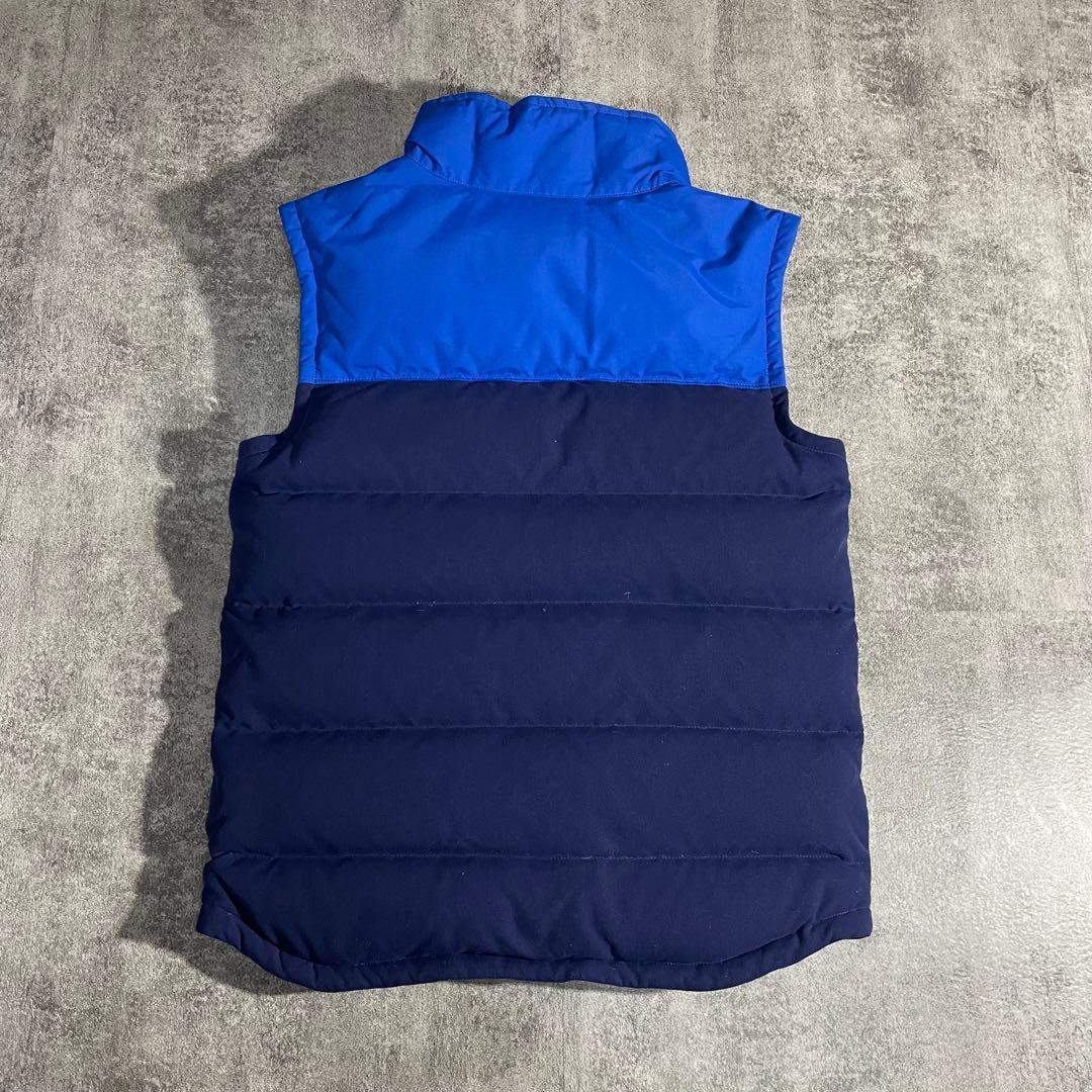 Patagoniaパタゴニア中綿ダウンベスト切替ハイネックフルジップ青×紺XS