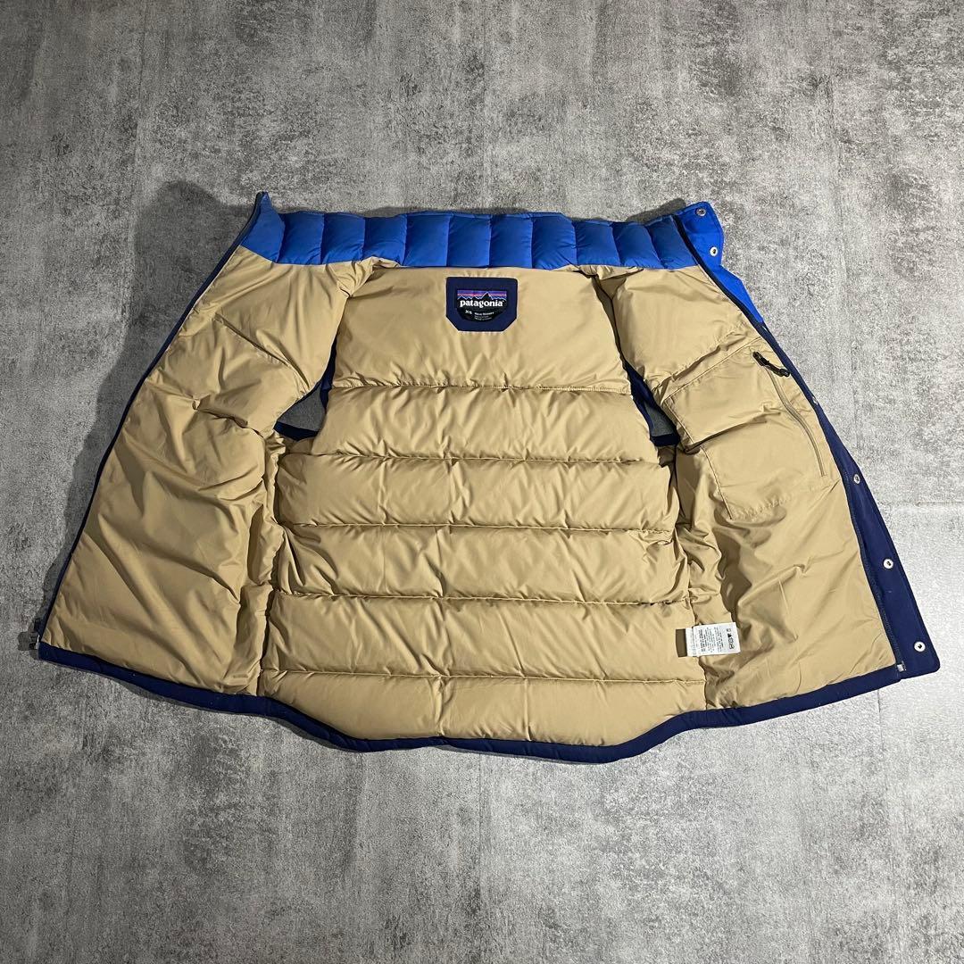 Patagoniaパタゴニア中綿ダウンベスト切替ハイネックフルジップ青×紺XS