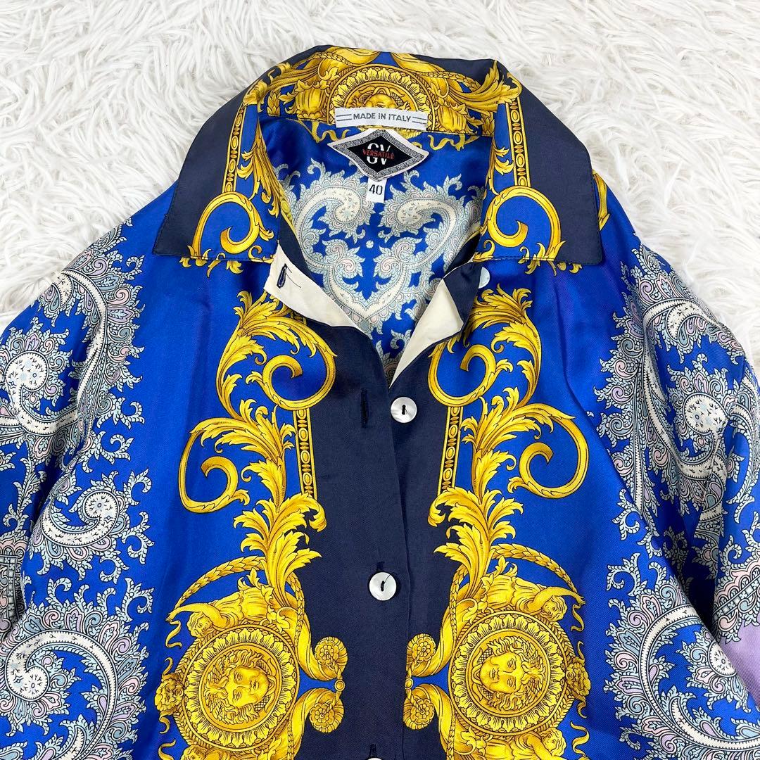 【希少 vintage】ヴェルサーチ☆長袖 シルクシャツ メデューサ バロック