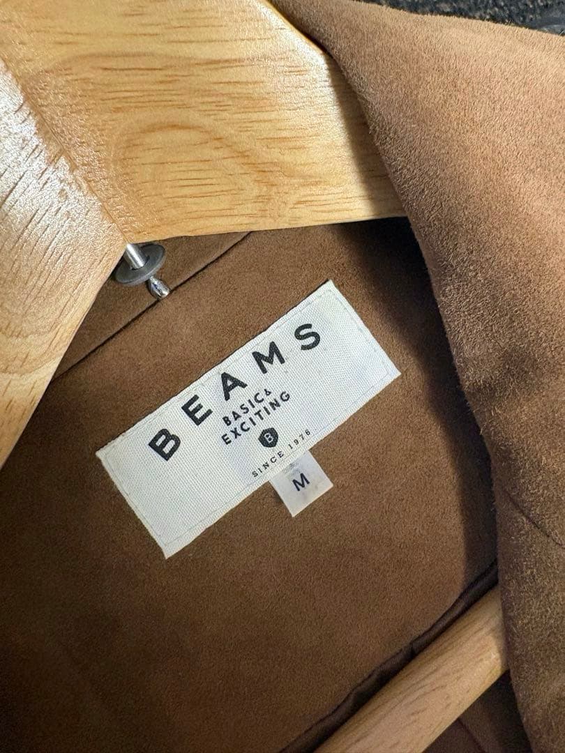 【定価43,780円】 BEAMS本革ゴートスエードダブルライダース Mキャメル
