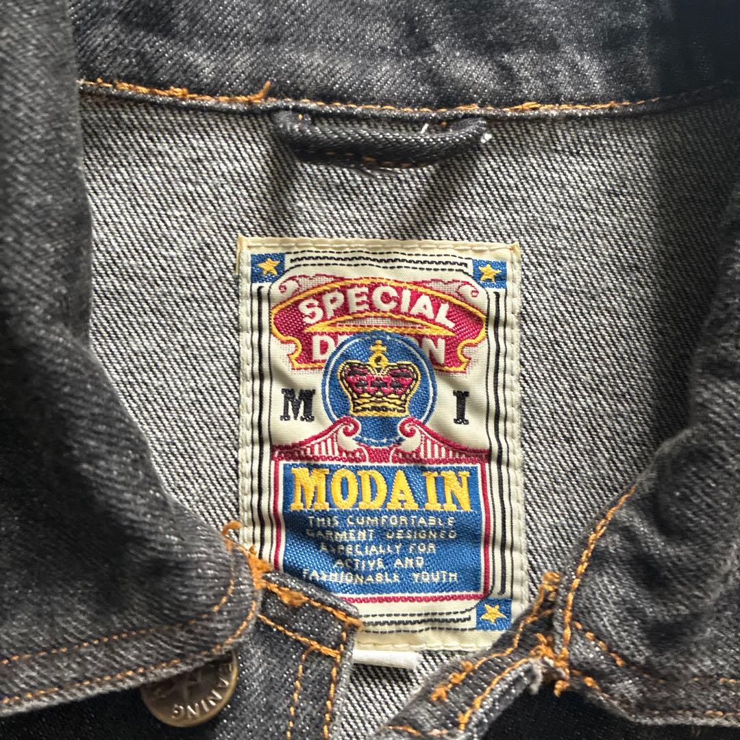 MODA IN ブラック クロップドデニムジャケット　古着